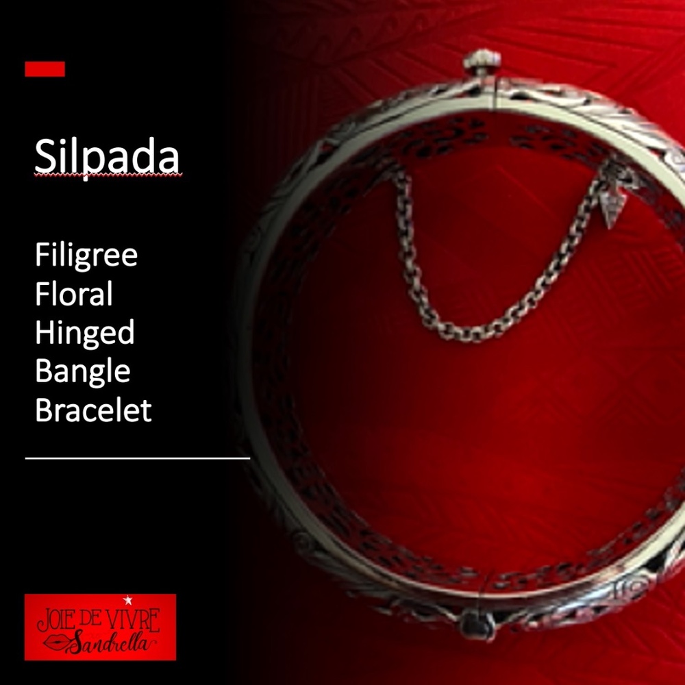 Silpada Filigree Floral Hinged Bangle Bracelet